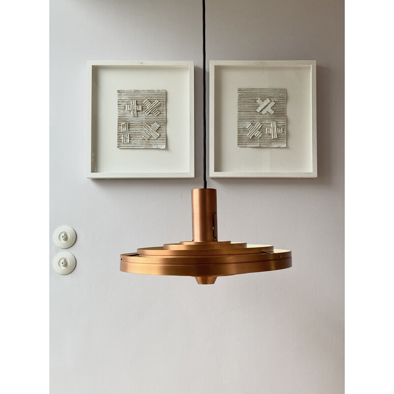 Vintage copper Fibonacci pendant lamp by Sophus Frandsen for Fog & Mørup, Denmark