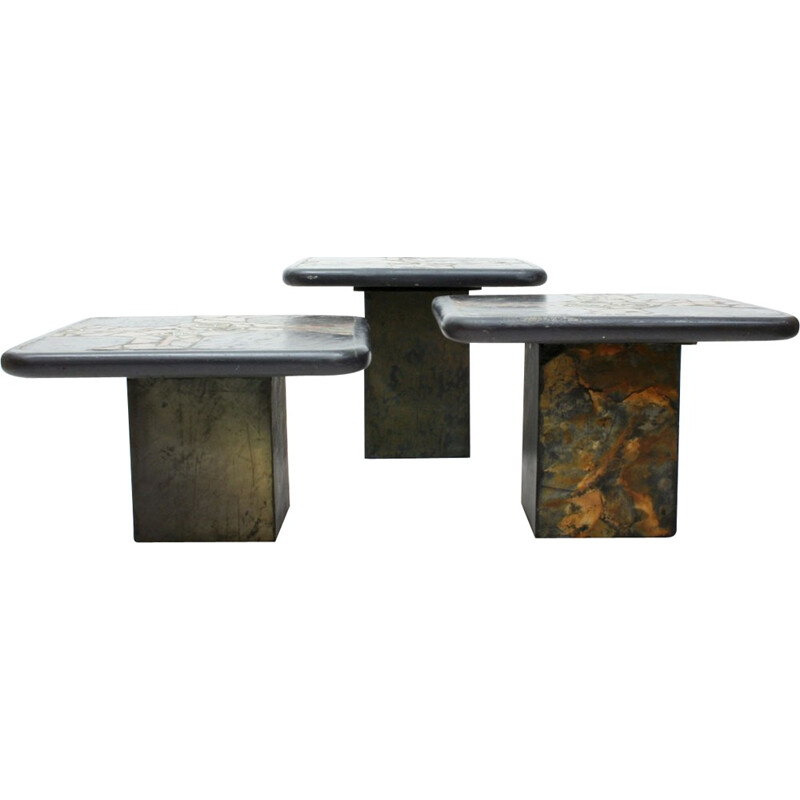 Set Of 3 Brutalist nesting tables, RENÉE - 1960s