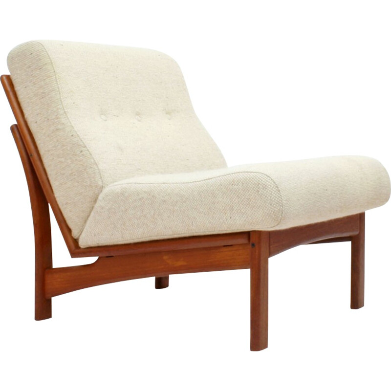 Danish Glostrup Møbelfabrik "Vario" armchair in cream wool - 1960s