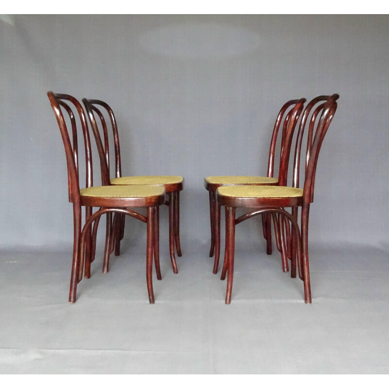 Set of 4 vintage bistro chairs by Sautto and Liberale, 1950