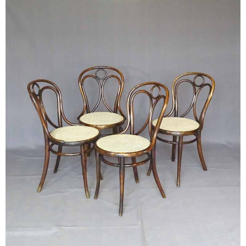 Lot de 4 chaises vintage Thonet N 19 dites Engelstuhl, 1880