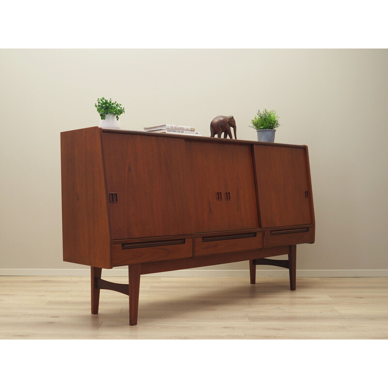 Credenza vintage in teak con ante scorrevoli, Danimarca 1960