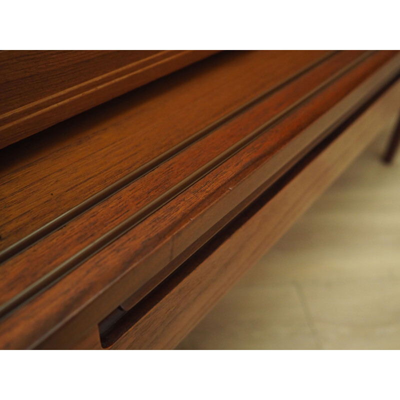 Teak vintage highboard with sliding doors, Denmark 1960s