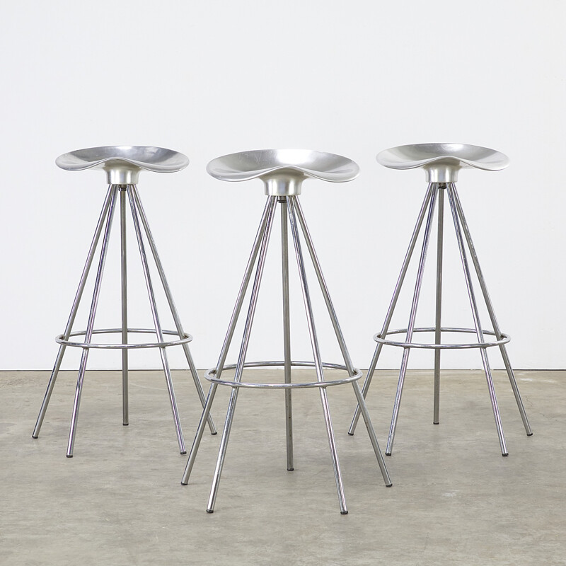 Set of 3 Amat 3 "Jamaica" stools in chromed metal, Pepe CORTES - 1990s