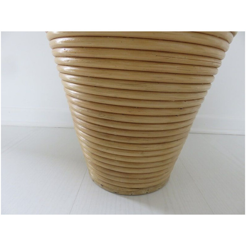 Vintage floor vase in rattan, Italy 1970