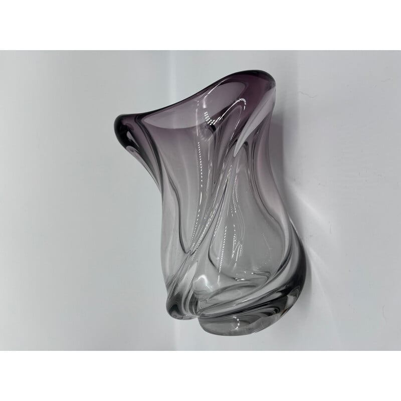 Vase vintage en cristal Val Saint Lambert, 1960