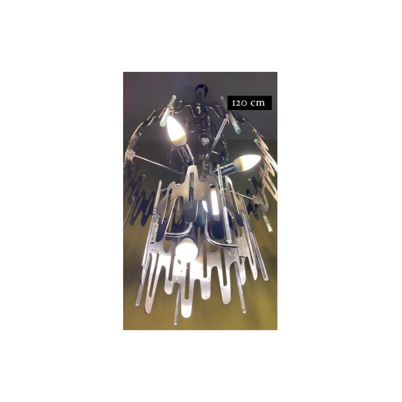 Vintage brutalist chandelier by Gaetano Sciolari, 1970