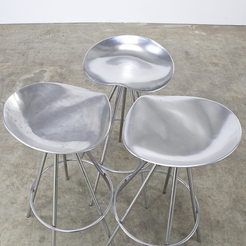 Set of 3 Amat 3 "Jamaica" stools in chromed metal, Pepe CORTES - 1990s