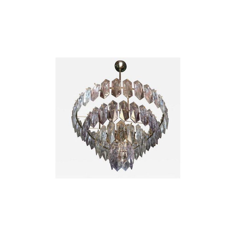 Vintage Kinkeldey glass and brass chandelier, 1970