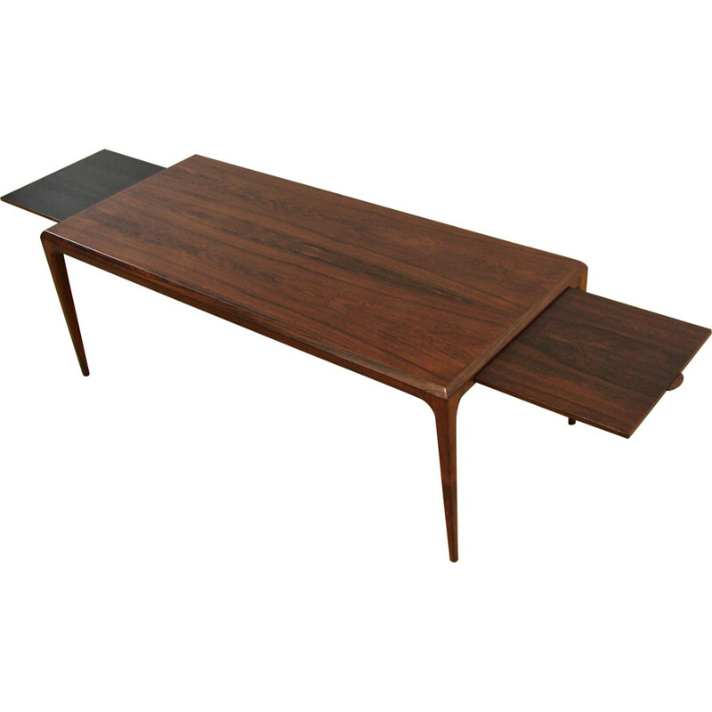 Large Danish extendable coffee table in rosewood, Johannes ANDERSEN - 1960s