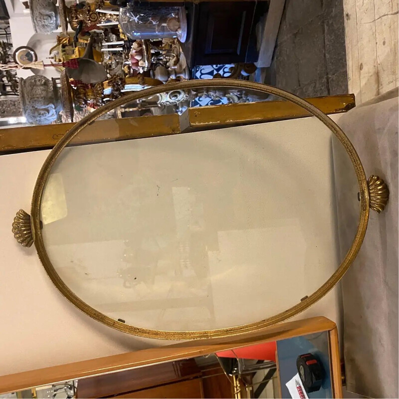 Mid-century brass and glass Italian tray, 1950s