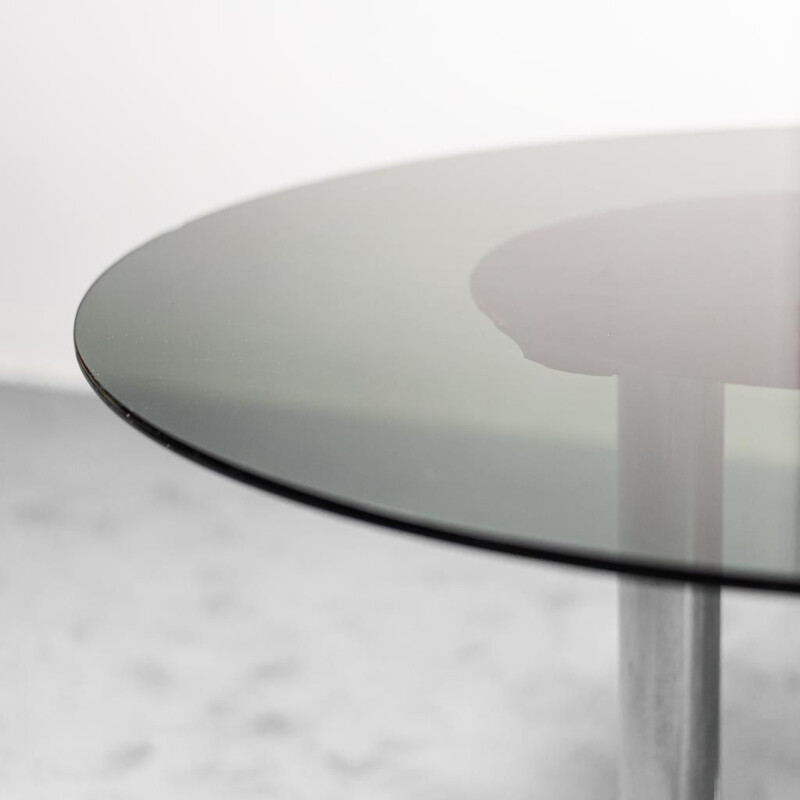 Vintage Trifoglio dining table in smoked glass by Sergio Asti for Poltronova, 1970s