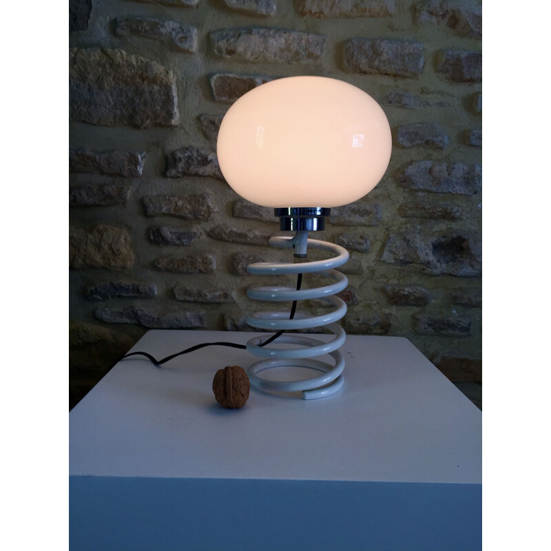 Vintage "spring" lamp in opaline glass