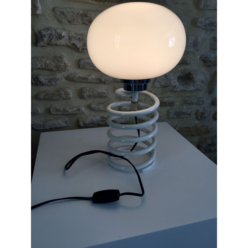 Vintage "spring" lamp in opaline glass