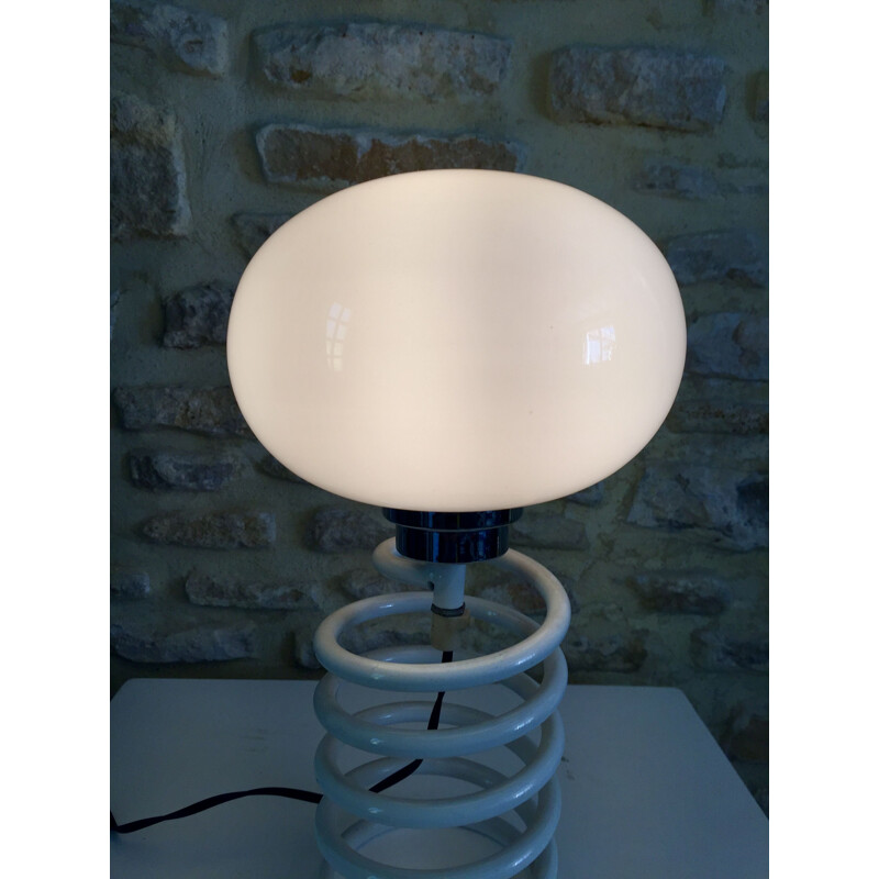 Vintage "spring" lamp in opaline glass