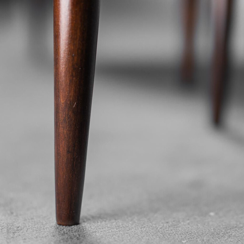 Ensemble de 3 chaises de bureau vintage en bois et cuir, 1950