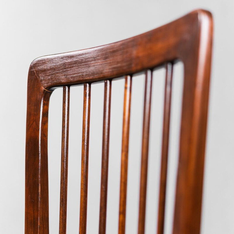 Set of 3 vintage wooden and leather office chairs, 1950s