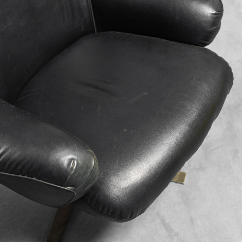 Paar vintage zwart lederen en metalen fauteuils van Gianni Moscatelli voor Formanova, 1960
