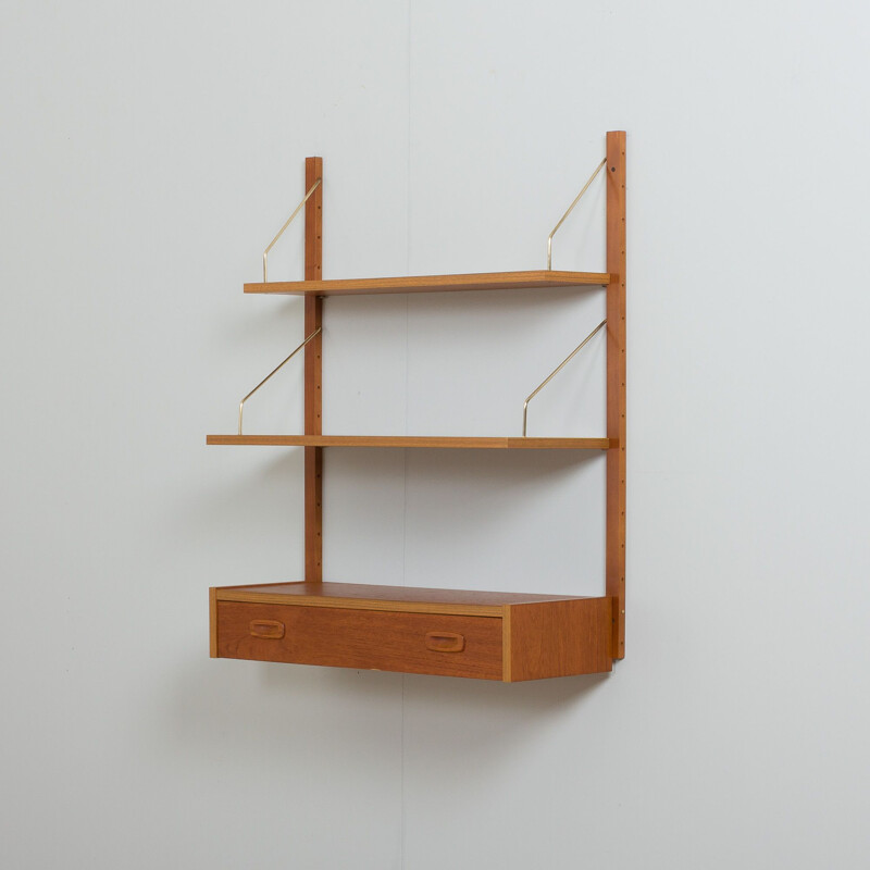 Danish mid century wall unit in teak by Preben Sorensen, 1970s