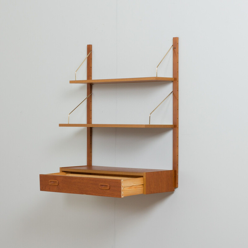 Danish mid century wall unit in teak by Preben Sorensen, 1970s