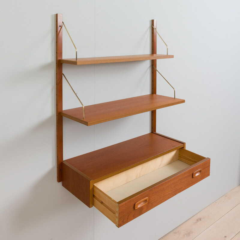 Danish mid century wall unit in teak by Preben Sorensen, 1970s