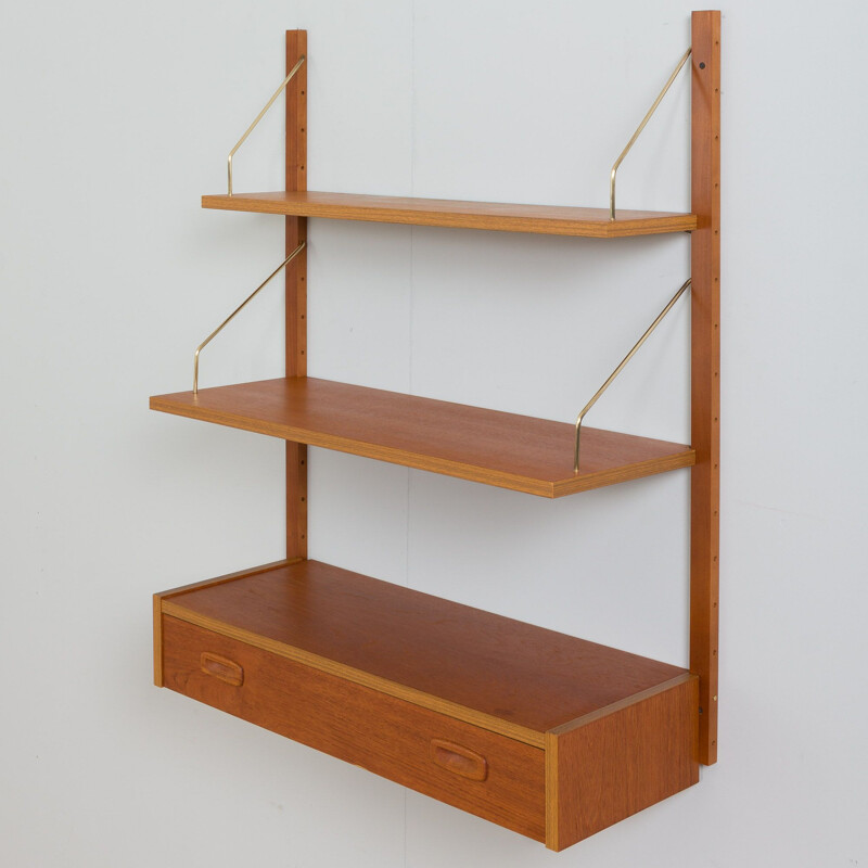 Danish mid century wall unit in teak by Preben Sorensen, 1970s