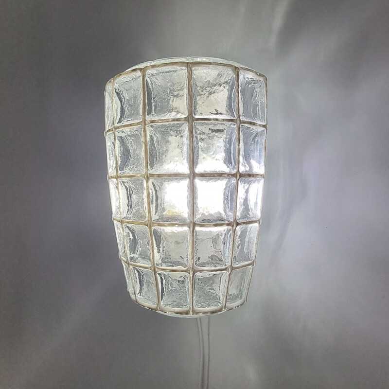 Vintage Duitse glazen wandlamp van Limburg, Duitsland 1960