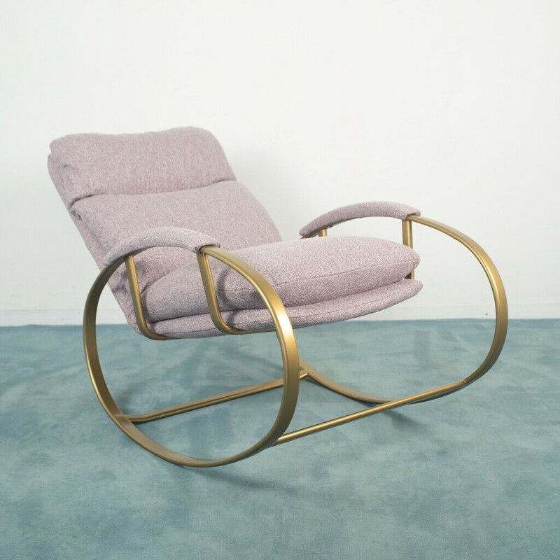 Vintage metal and fabric rocking chair by Guido Faleschini, 1970s