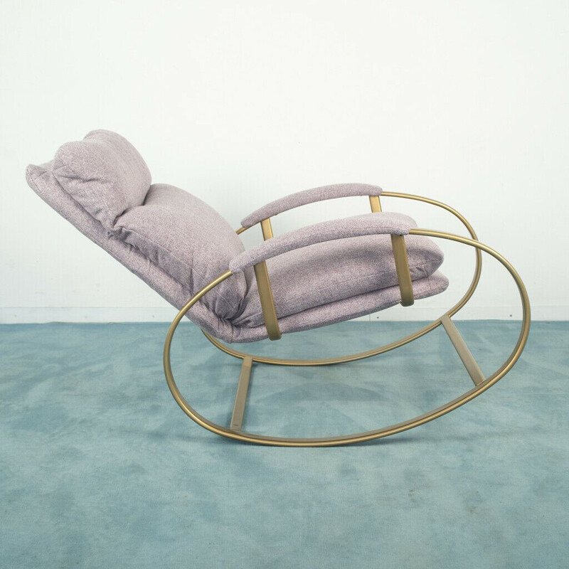 Chaise à bascule vintage en métal et tissu par Guido Faleschini, 1970