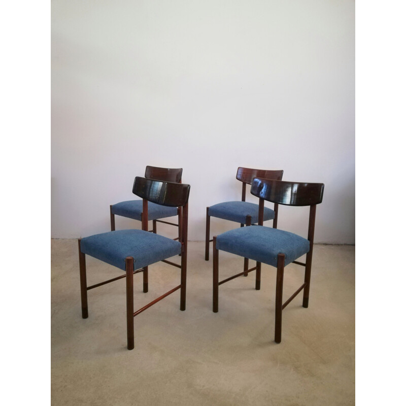 Set van 4 vintage Deense mahonie en palissander stoelen, 1960-1970