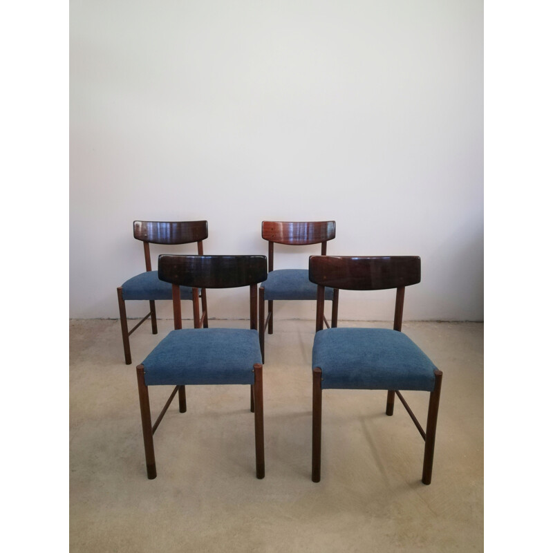 Set van 4 vintage Deense mahonie en palissander stoelen, 1960-1970