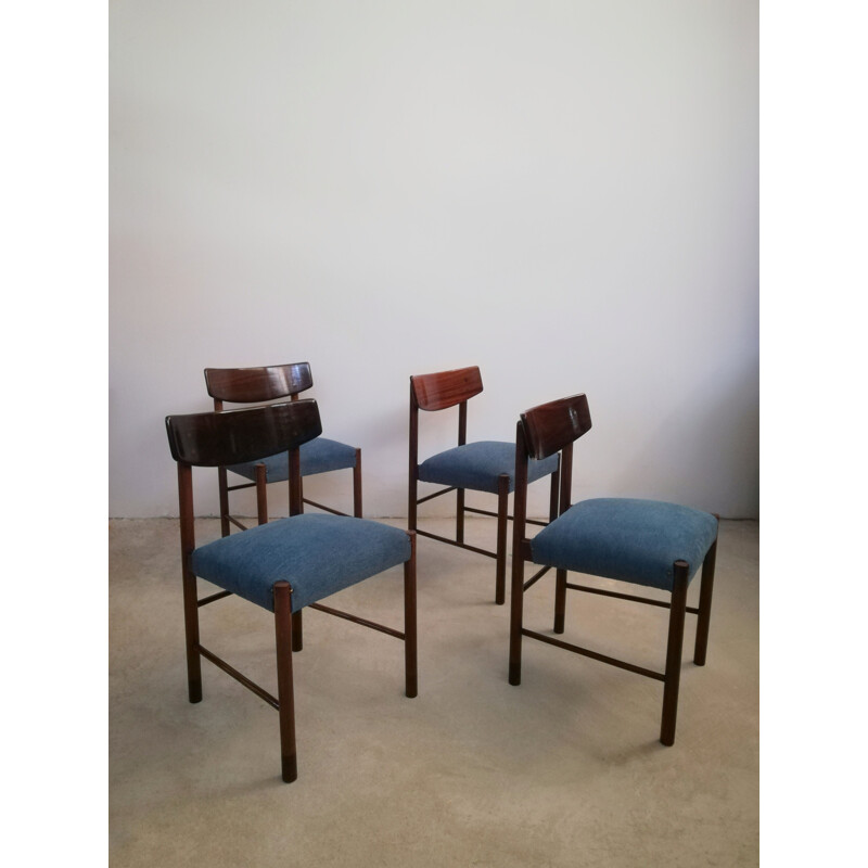 Set of 4 mid-century Danish dining chairs in mahogany & rosewood, 1960-1970s