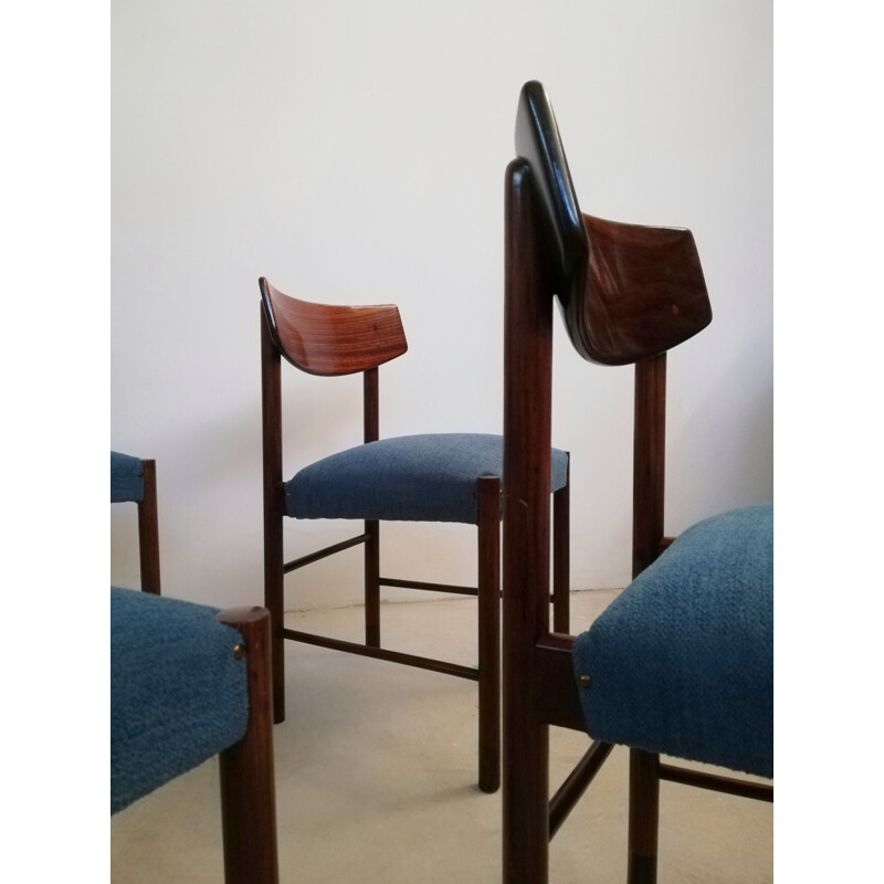 Ensemble de 4 chaises danoises vintage en acajou et palissandre, 1960-1970