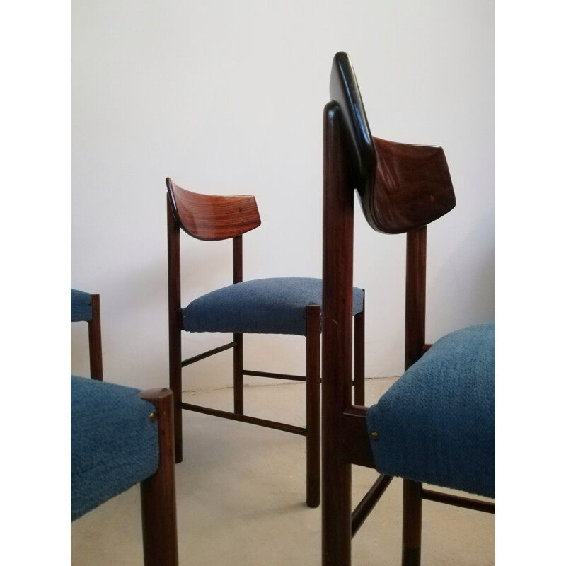 Set van 4 vintage Deense mahonie en palissander stoelen, 1960-1970