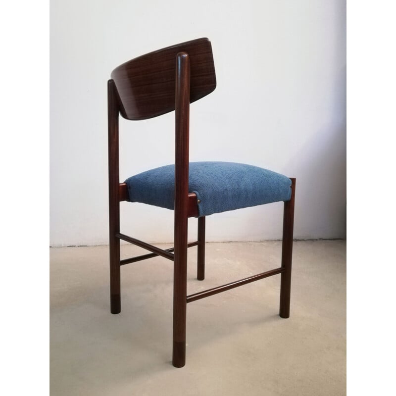 Juego de 4 sillas danesas vintage de caoba y palisandro, 1960-1970