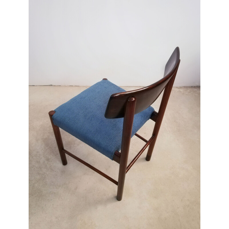Juego de 4 sillas danesas vintage de caoba y palisandro, 1960-1970
