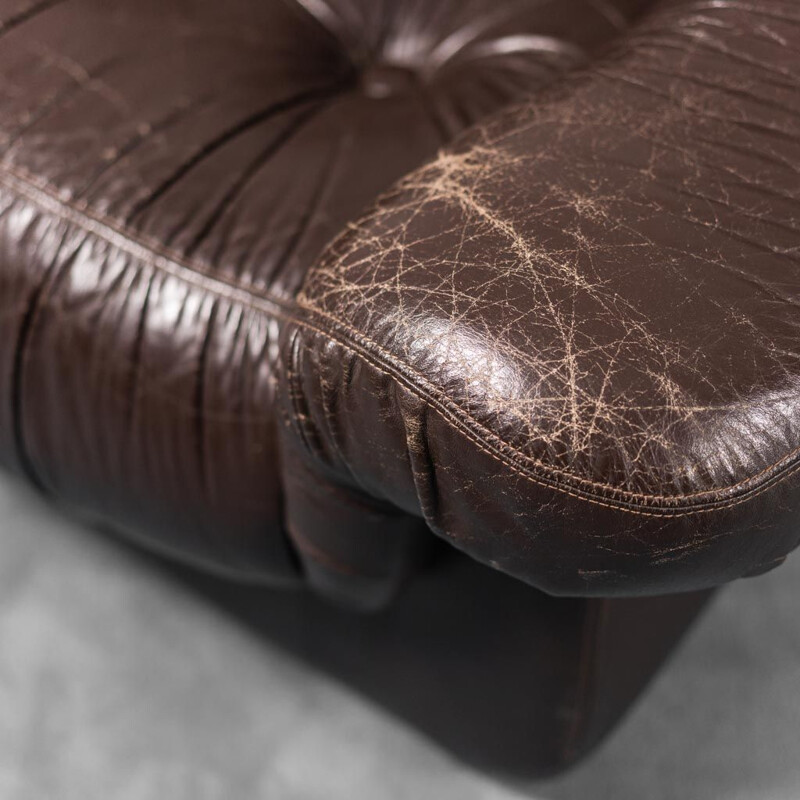 Vintage brown leather armchair, 1970s