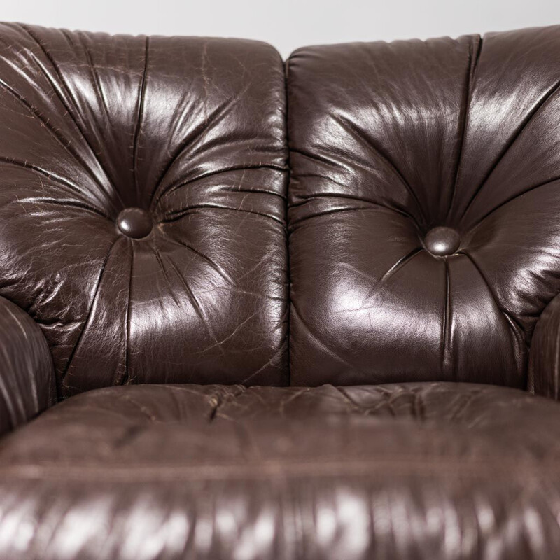 Vintage brown leather armchair, 1970s