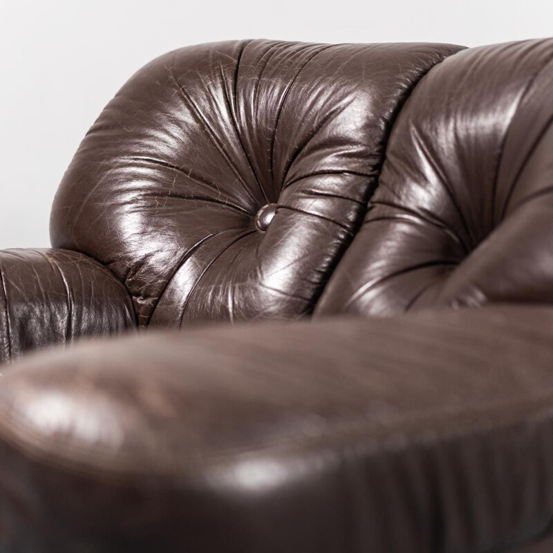Vintage brown leather armchair, 1970s