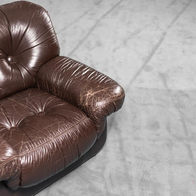 Vintage brown leather armchair, 1970s