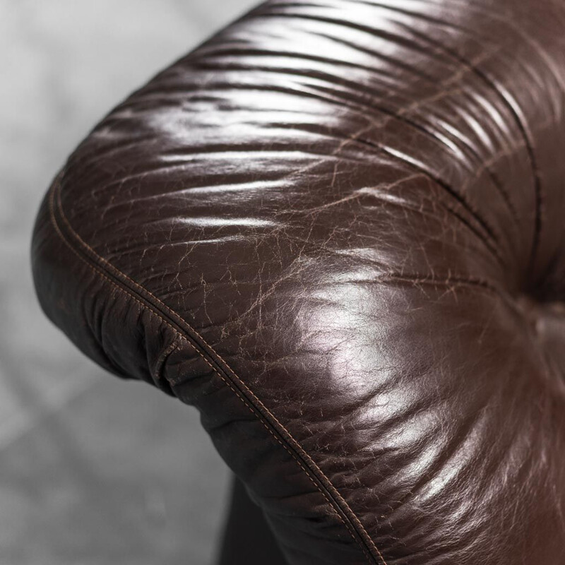 Vintage brown leather armchair, 1970s