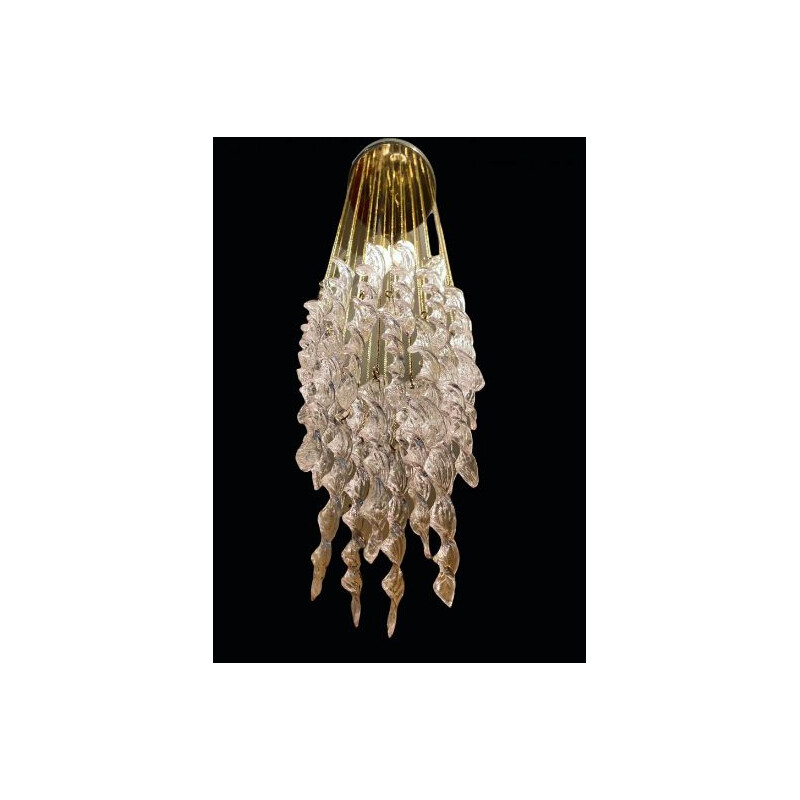 Lámpara de suspensión vintage de cristal de Murano, 1970
