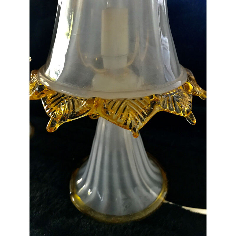 Paar vintage Barovier lampen in Murano glas, 1970