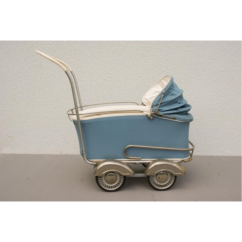 Vintage pastel blue pram, Germany 1950s