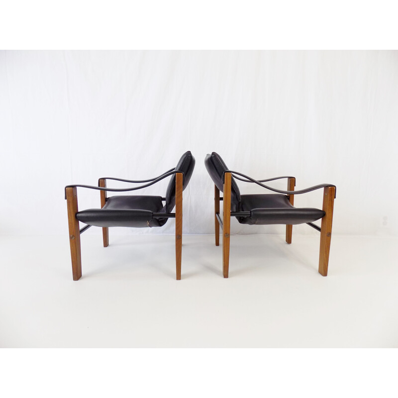 Paire de fauteuils Safari vintage par Maurice Burke pour Arkana, 1960