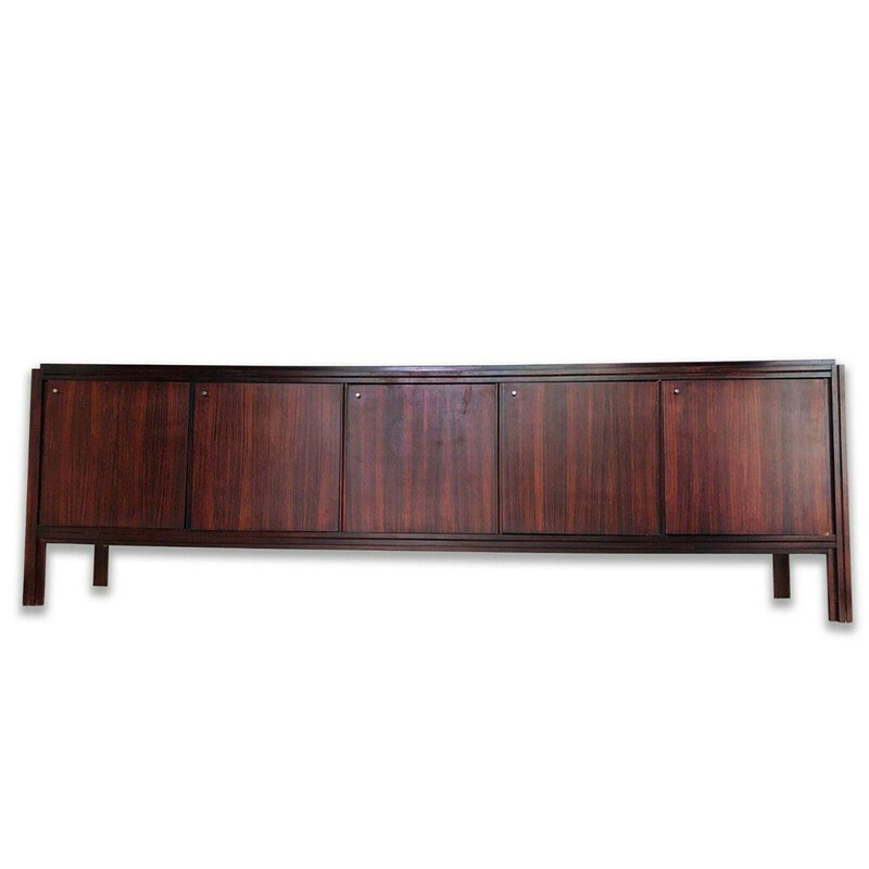 Credenza vintage in legno con 5 ante e 3 cassetti, 1970