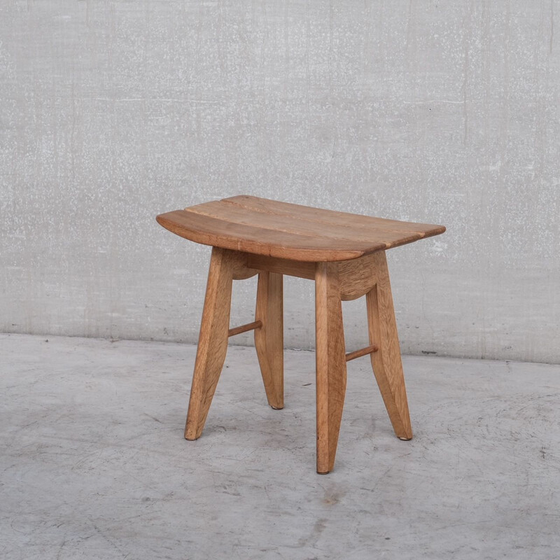 Mid-century oak wooden stool by Guillerme et Chambron, France 1960s