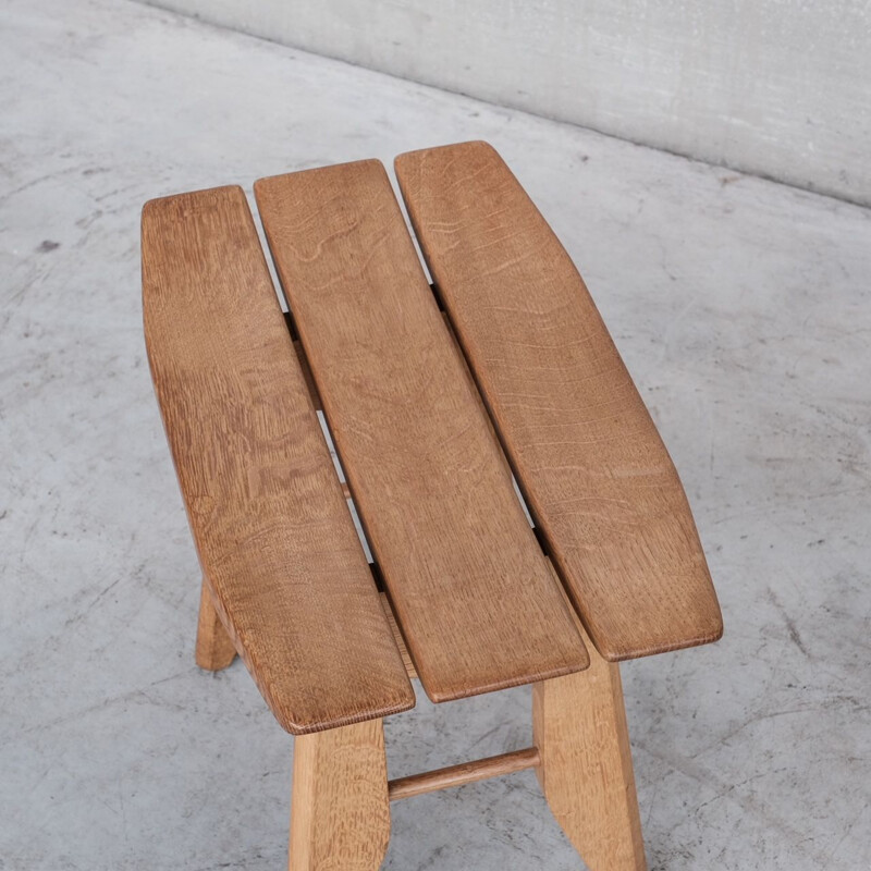 Mid-century oak wooden stool by Guillerme et Chambron, France 1960s