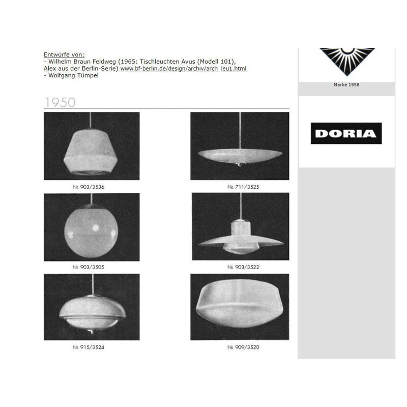 Vintage Viellicht hanglamp van Doria, Duitsland 1950
