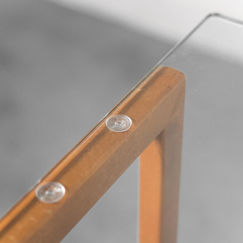 Vintage wood and glass table, 1970